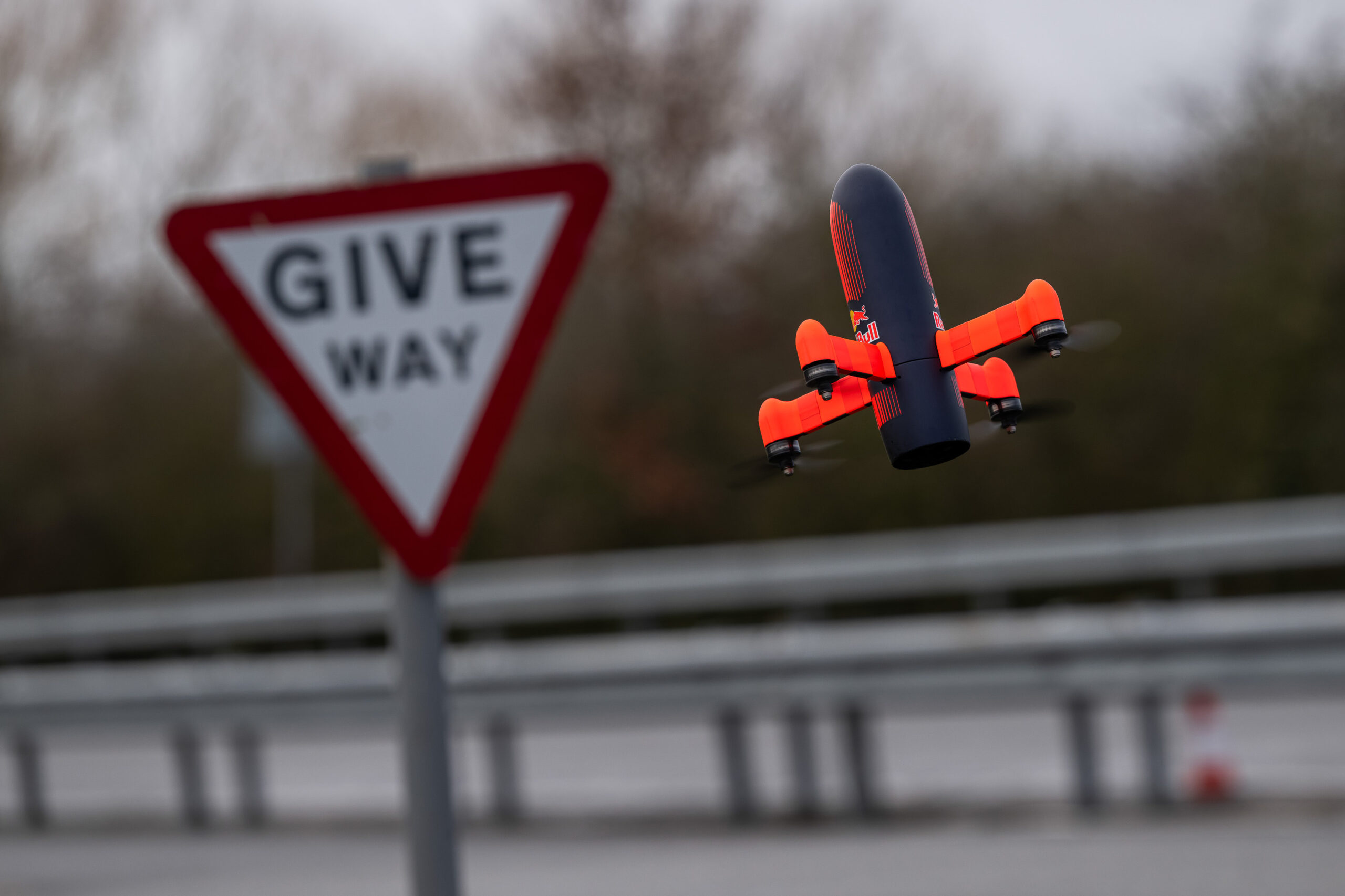 The drone seen in Silverstone, Great Britain on February 14, 2024.