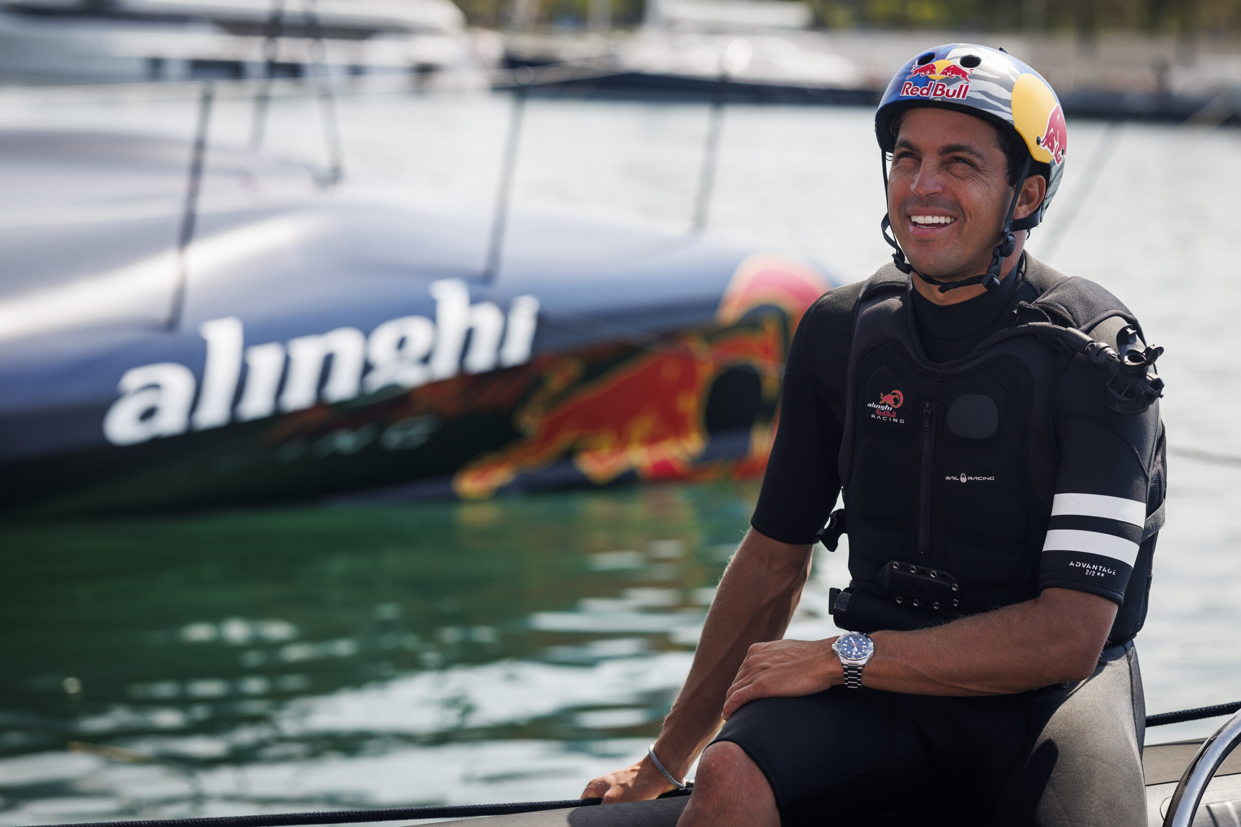 Kai Lenny of the United States seen prior sailing on the AC75 BoatOne of Alinghi Red Bull Racing in Barcelona, Spain, on June 6, 2024.