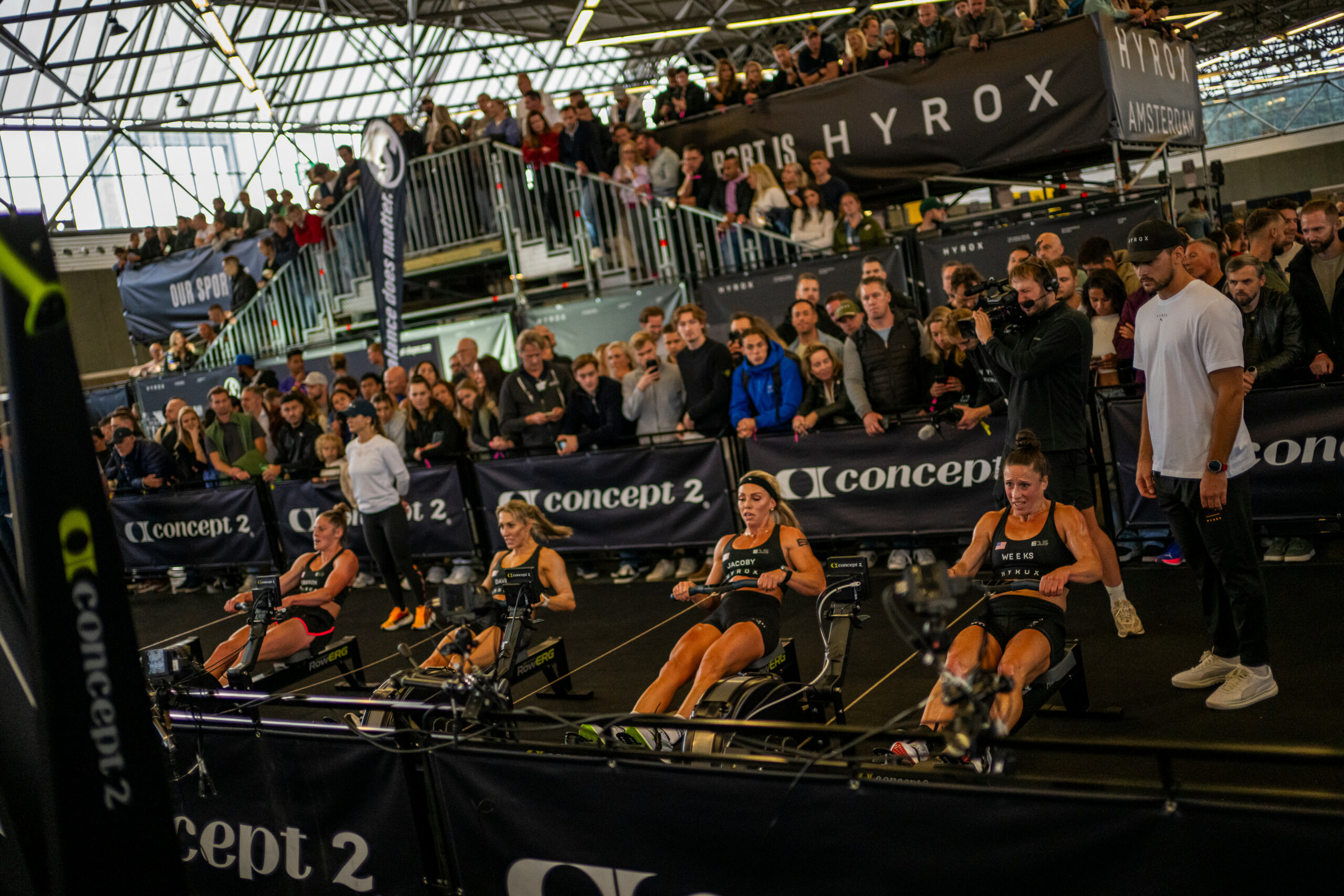 Competitors seen during the Elite 15 at the Hyrox Major in Amsterdam, Netherlands on October 10, 2024. // SI202410110170 // Usage for editorial use only //
