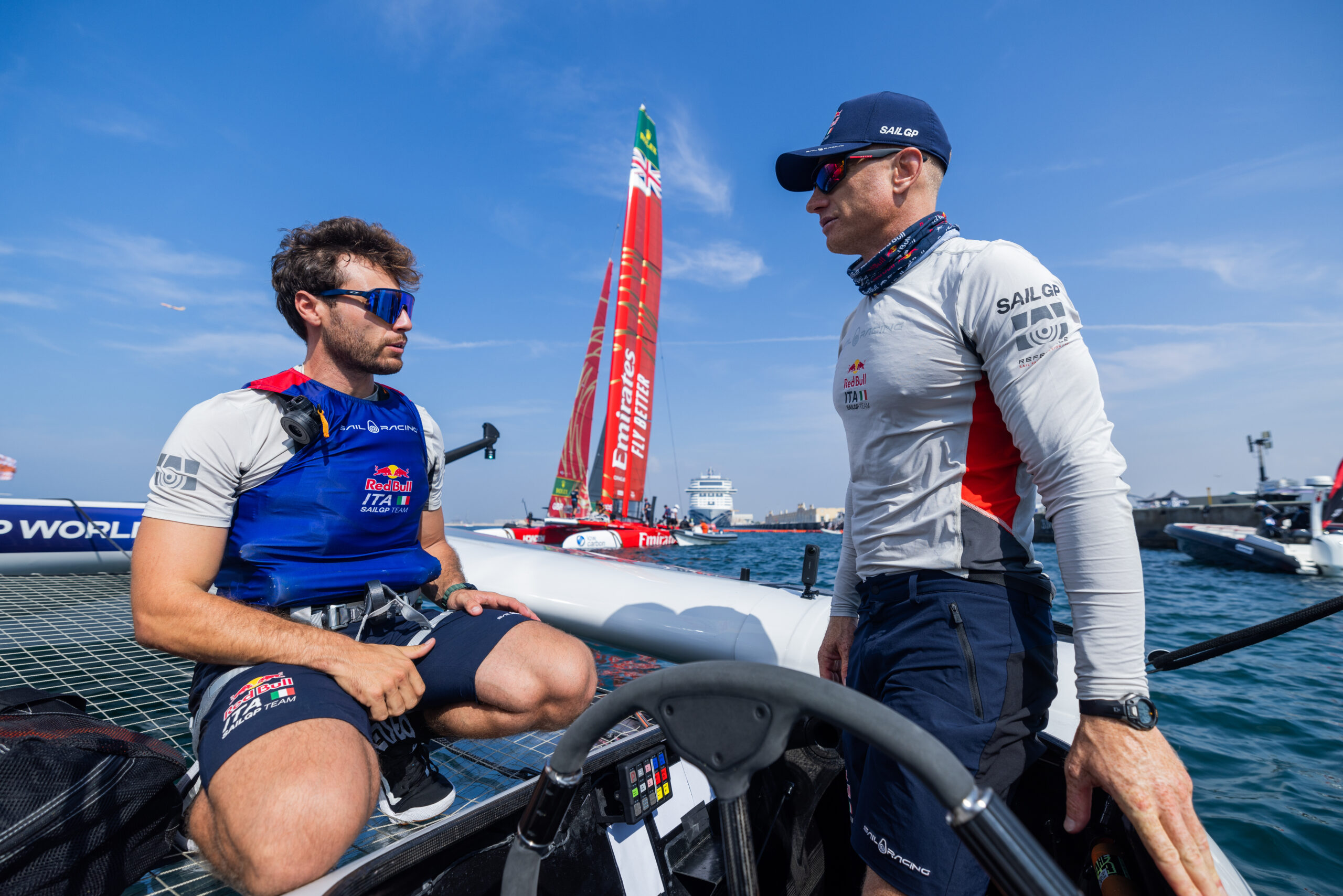 Red Bull Italy SailGP Team seen during day of the 2025 SailGP. Photo:Thomas Deregnieaux for Red Bull Italy SailGP Team