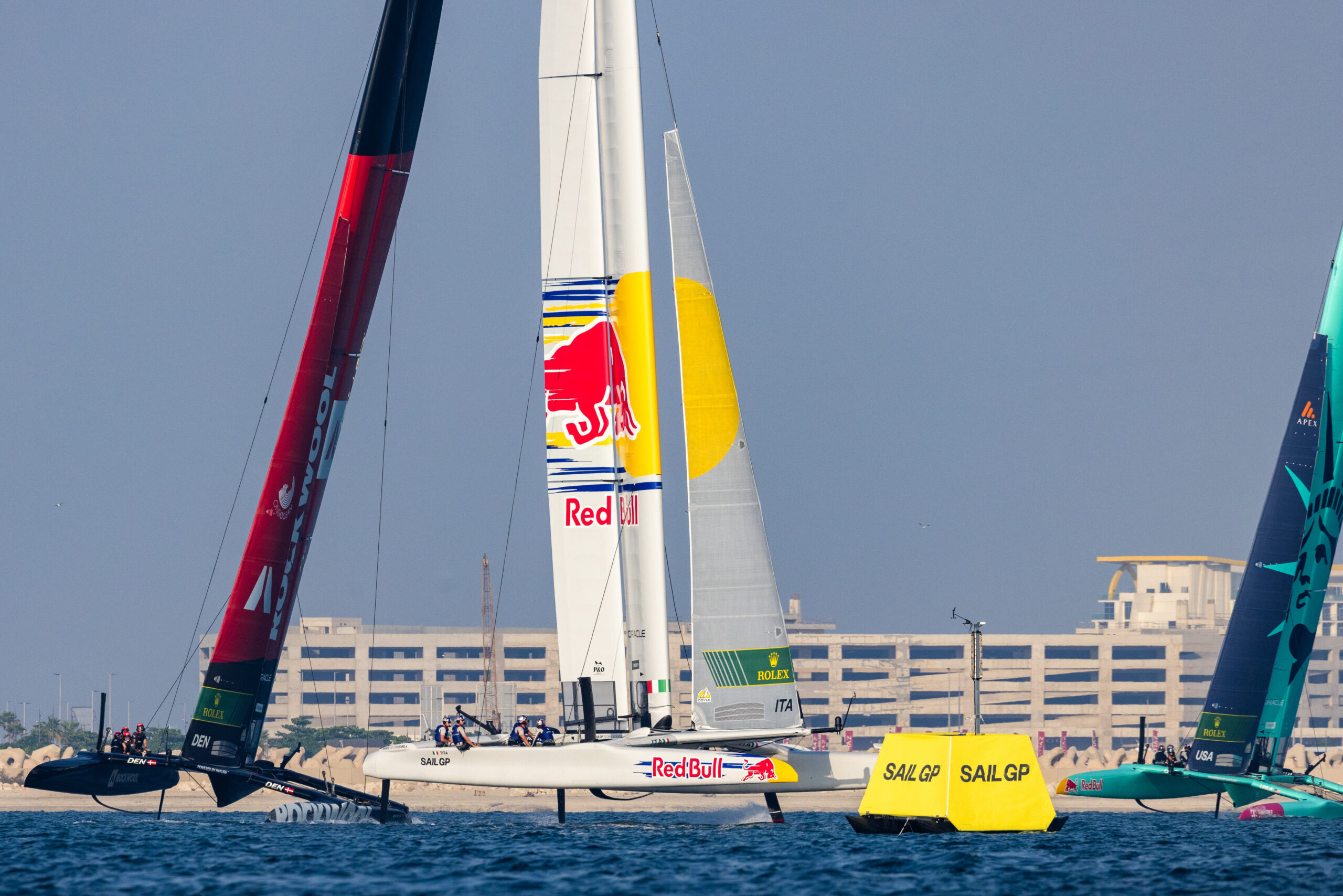 Red Bull Italy SailGP Team seen during day of the 2025 SailGP. Photo:Thomas Deregnieaux for Red Bull Italy SailGP Team