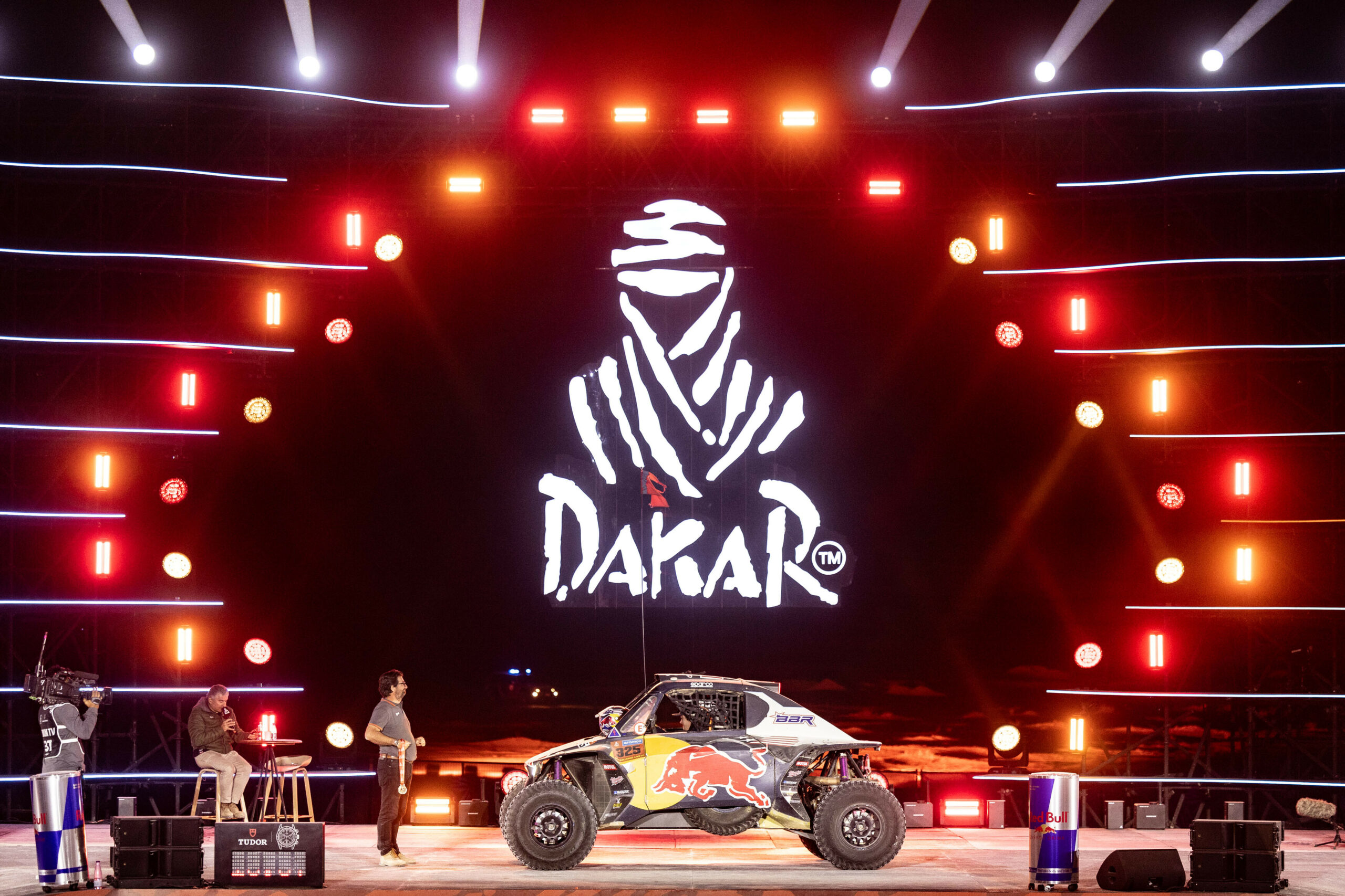 Corbin Leaverton and Taye Perry of the Red Bull Off-Road Jr Team by BFG at the finish line of the Dakar 2025 on January 17, 2025 around Subaytah, Saudi Arabia // Kin Marcin / Red Bull Content Pool // SI202501170426 // Usage for editorial use only //