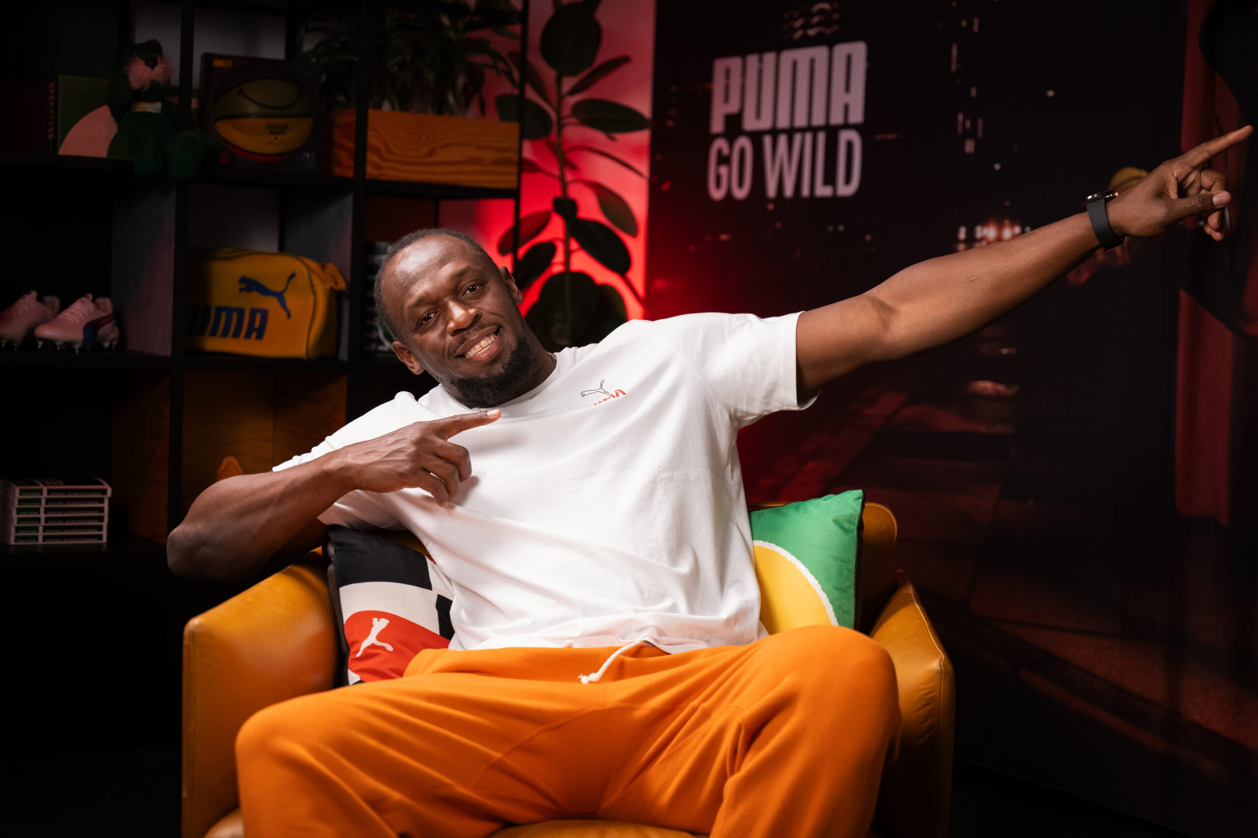 Usain Bolt (JAM), legendary sprinter, seen during a podcast recording with former sprint and hurdling athlete Colin Jackson (GBR) at the PUMA HQ in Herzogenaurach (GER) on 31 March, 2025. Photocredit: Mauro Vitera / 3MPG. Images free of charge for editorial use. No advertising or marketing campaigns.