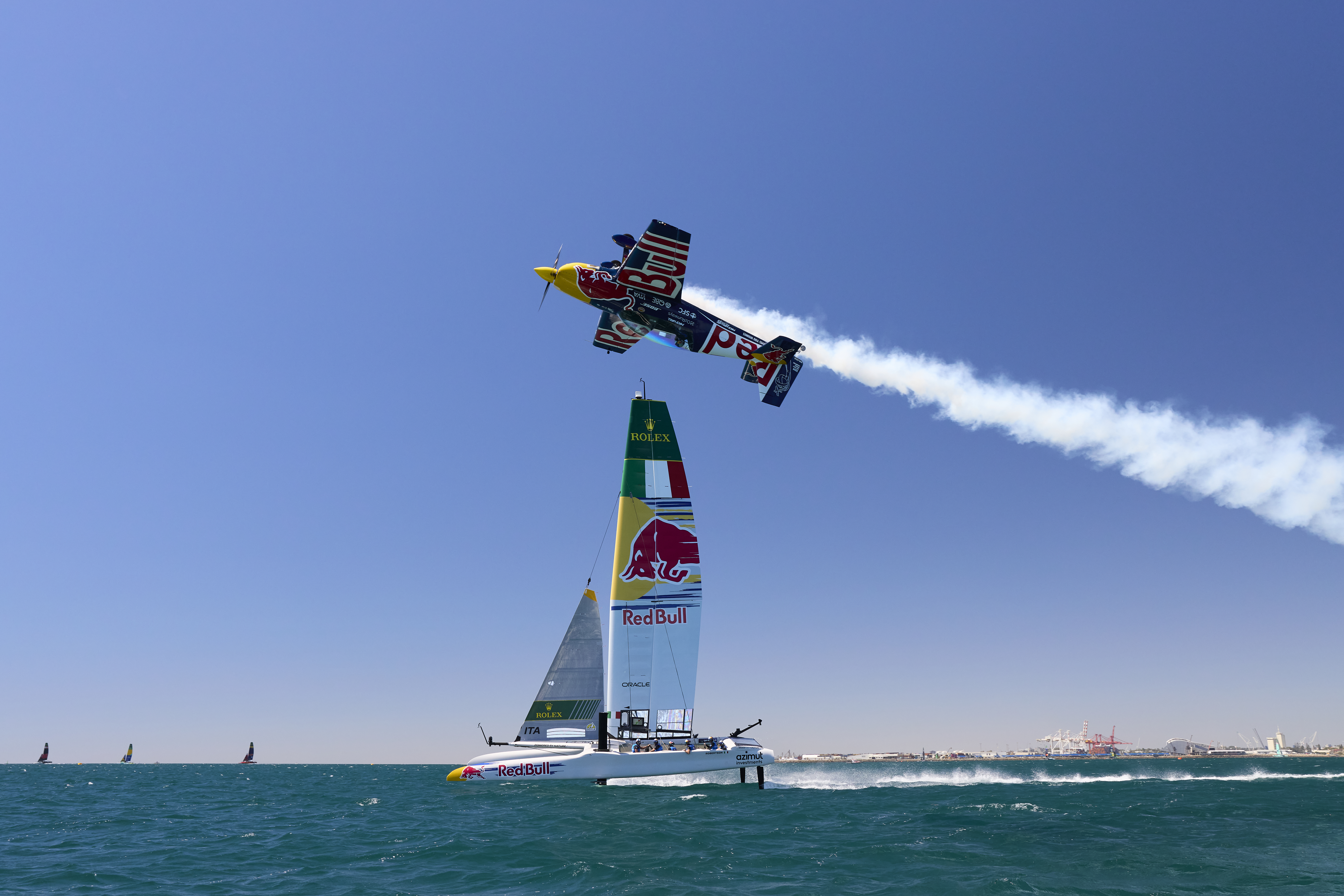 Matt Hall performs with the Red Bull Italy Sail GP team at the Oracle Perth SailGP in Perth, Australia on January 14, 2026.