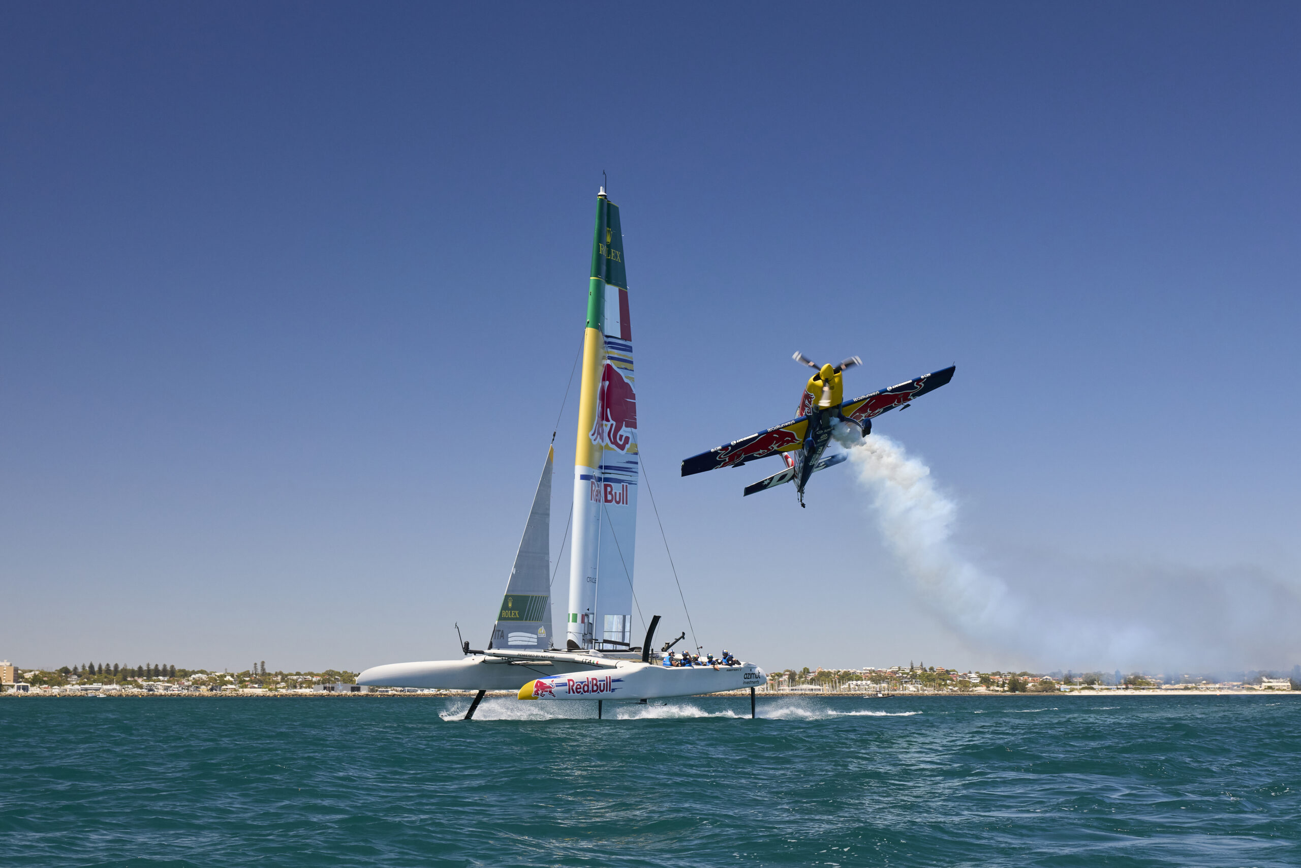 Matt Hall performs with the Red Bull Italy Sail GP team at the Oracle Perth SailGP in Perth, Australia on January 14, 2026.