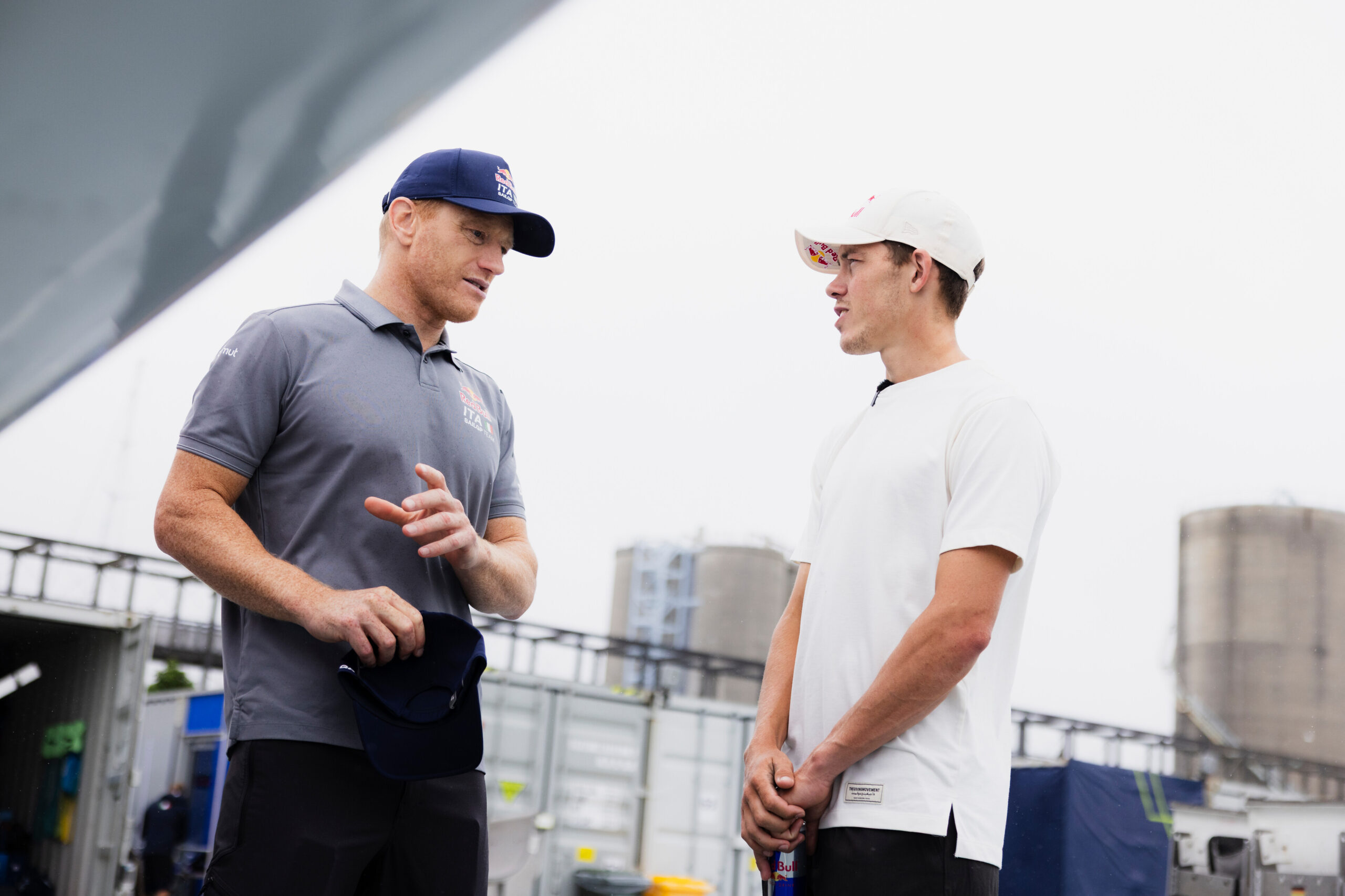 Hayden Wilde meets Jimmy Spithill at Sail GP in New Zealand. 13/02/26 // Taylor Wilson / Red Bull Content Pool // SI202602131077 // Usage for editorial use only //